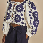 CATRINE top m/l fiori grandi 007 BLUE BLUE sea ny 