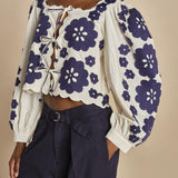 CATRINE top m/l fiori grandi 007 BLUE BLUE sea ny 