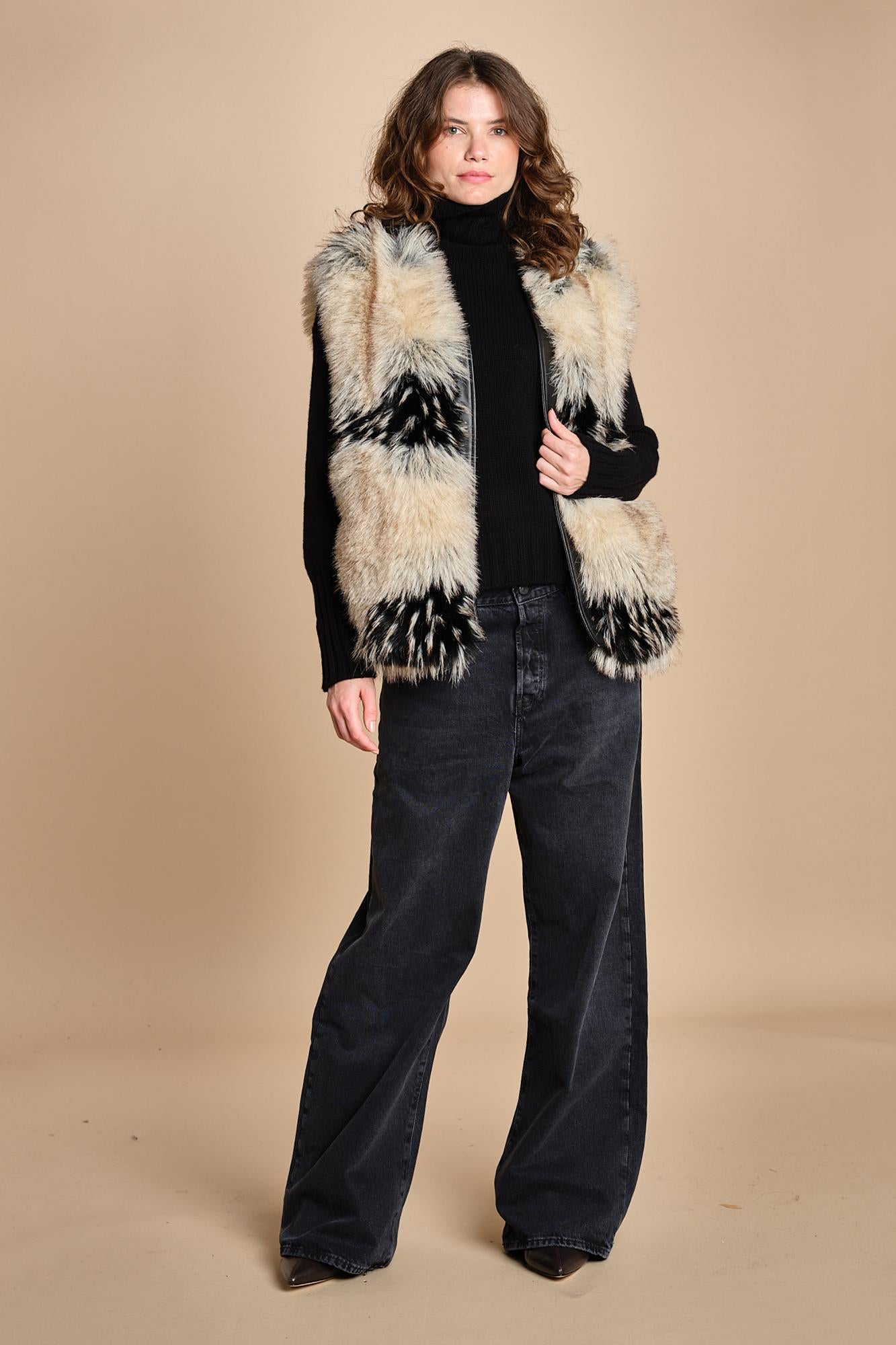 gilet in ecopelliccia AURA BEIGE mes demoiselles 