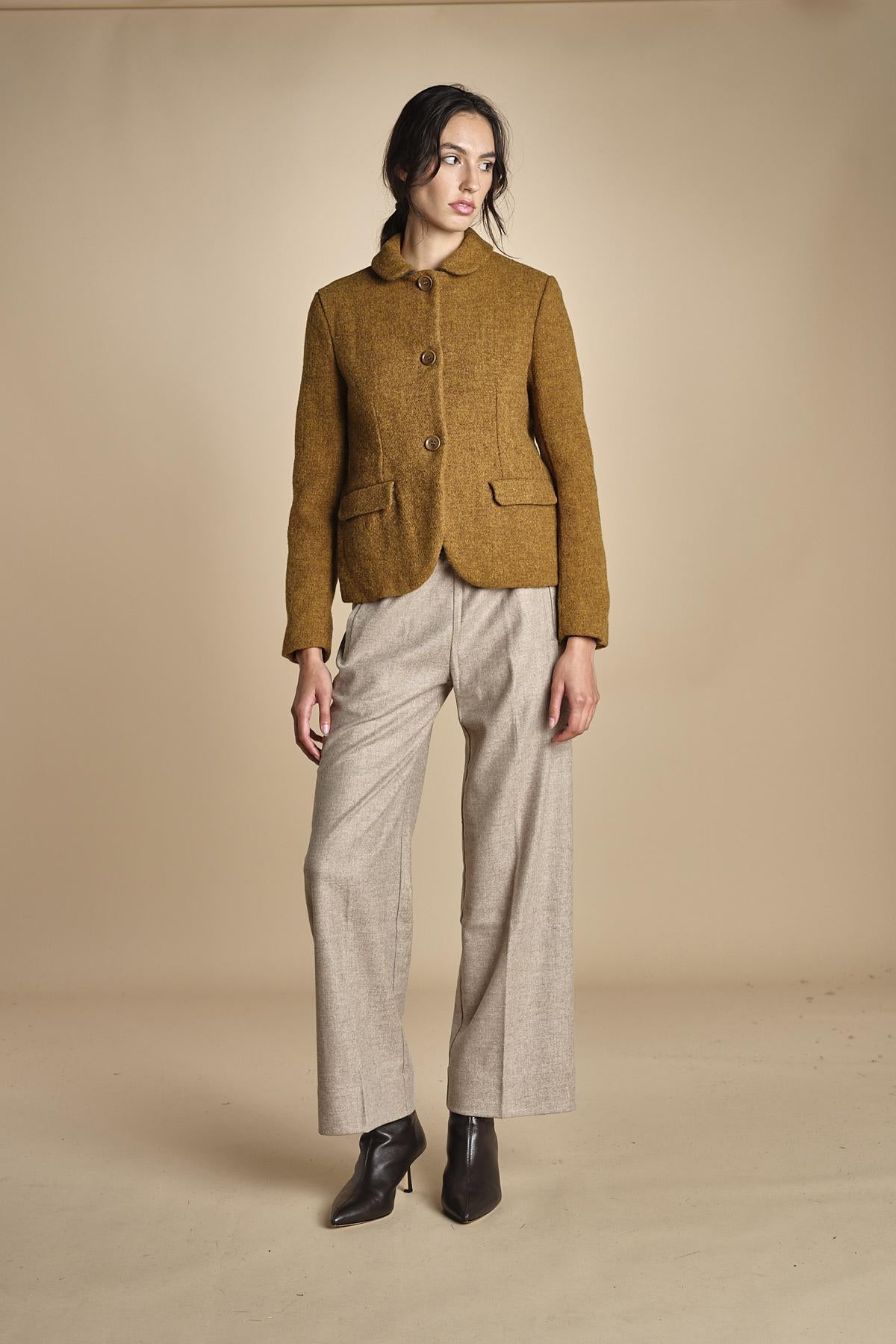 pantalone con elastico in punto milano PENSIL BEIGE true avenue 