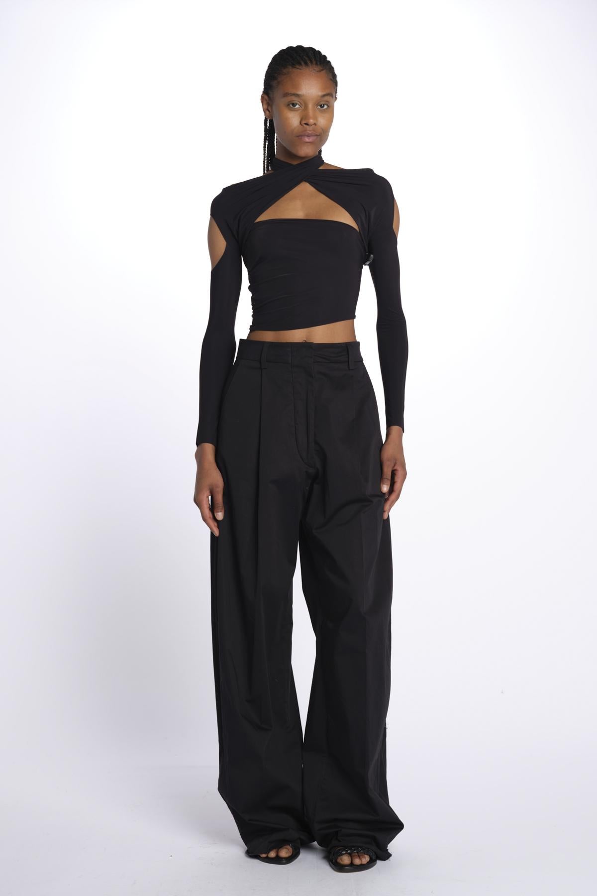 JOSIE top incrociato con spalla nuda JOSIE DEEP BLACK amazuìn 