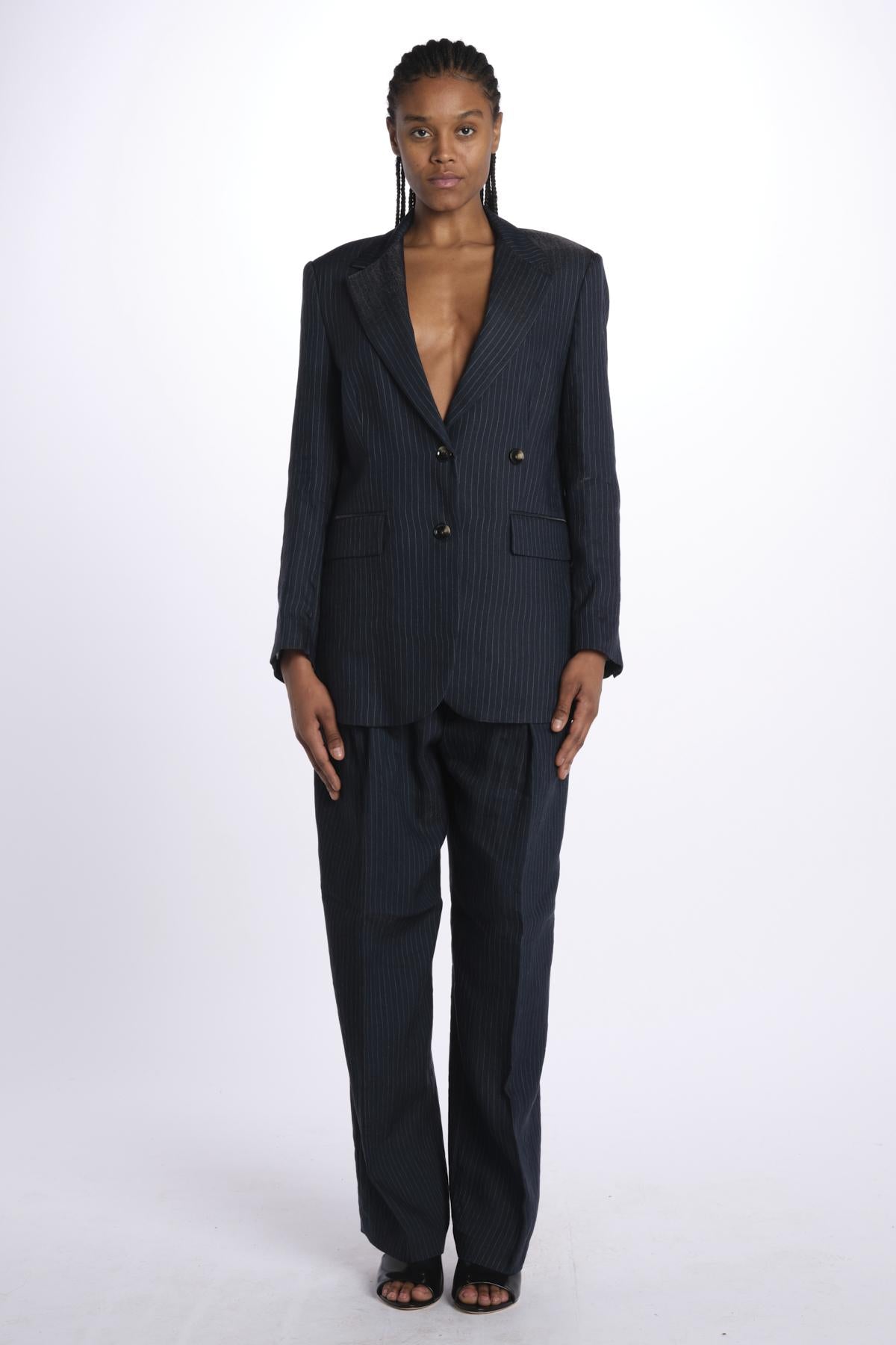 Giacca VALE doppio petto gessata VALE NAVY true avenue 