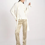 G051 camicia con collo alto e taschine G051-5111-1108 ECRU n21 