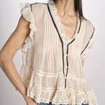 Camicia voille con rouches BOLLY ECRU mes demoiselles 