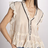 Camicia voille con rouches BOLLY ECRU mes demoiselles 