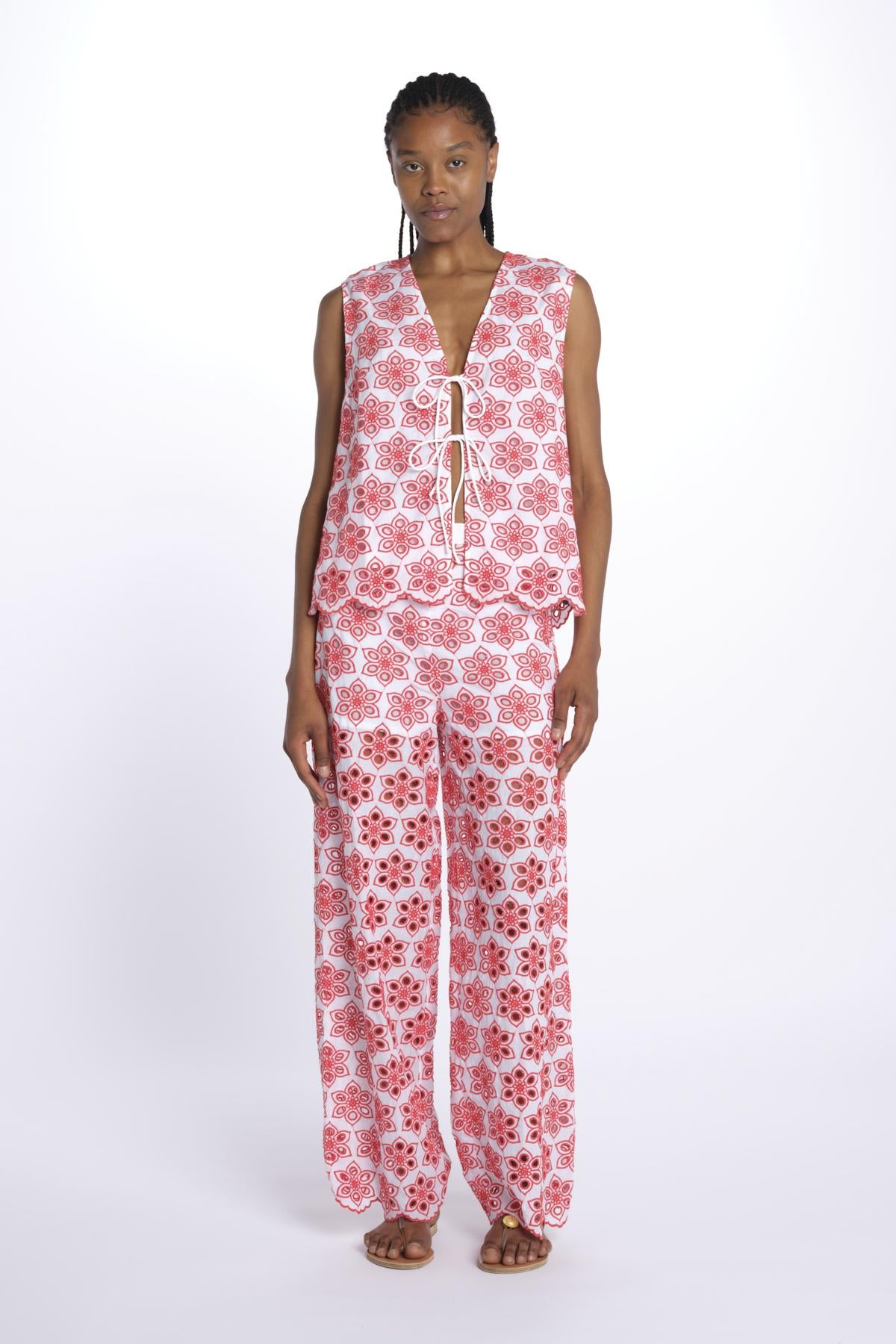 Gilet BAO TOP ricamo fiori S25016 EYELETRED sundress 