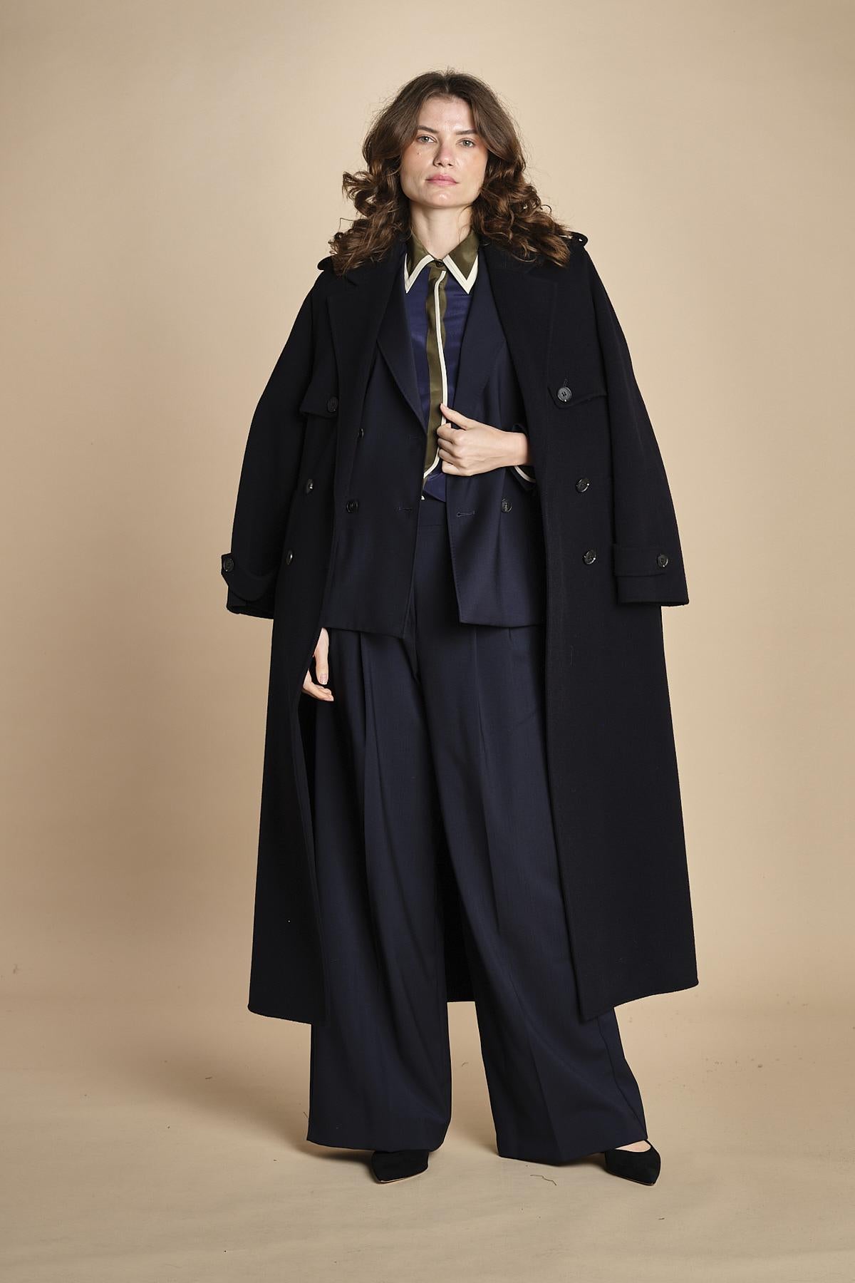 camicia con collo e polsi a contrasto CR_3069T NAVY bodice 