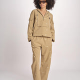 pantaloni con fiorellini ricamati THE EMBROIDERED OUTPOST OWB0008575 KHAKI the GREAT 