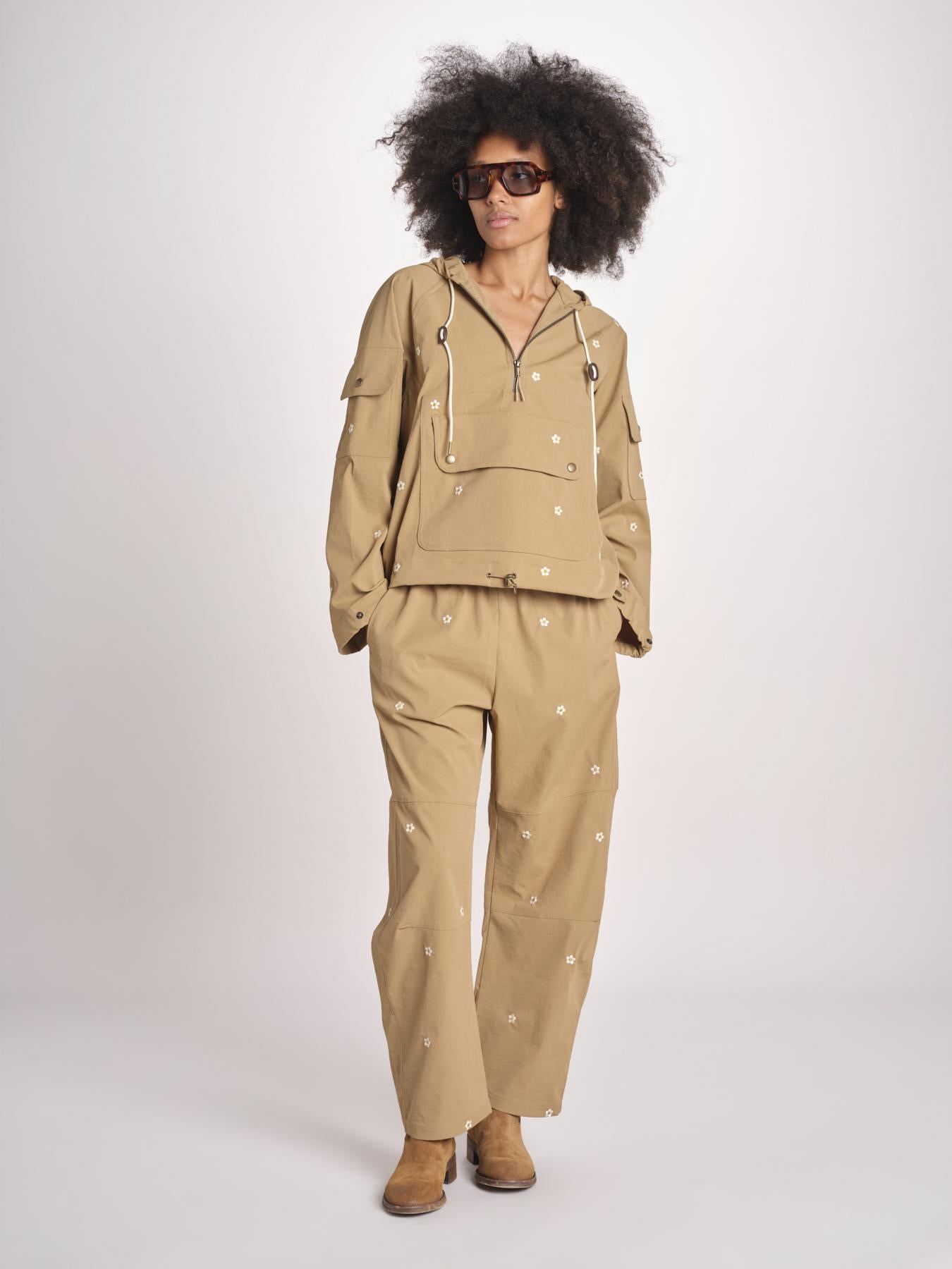 pantaloni con fiorellini ricamati THE EMBROIDERED OUTPOST OWB0008575 KHAKI the GREAT 