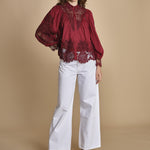 camicia con inserti in pizzo BERRY GARDEN 340369 BURGUNDY farm rio 