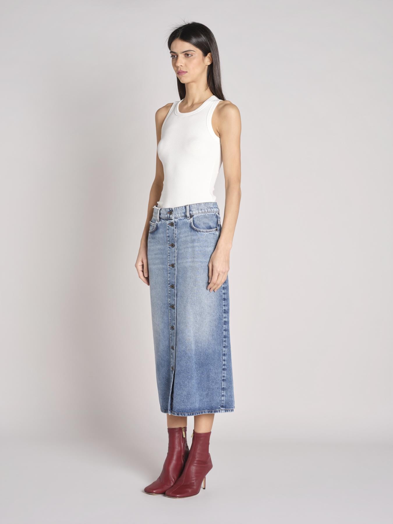 gonna lunga in denim con bottoni ASTI 2615101062600 006 BLU weekend maxmara 