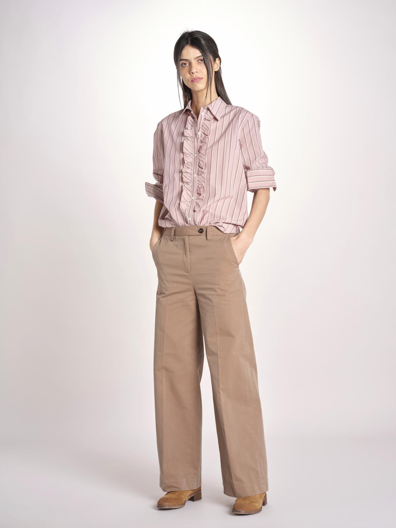 Camicia a righe con rouches P29D0GEMMA OLD ROSE massimo alba 