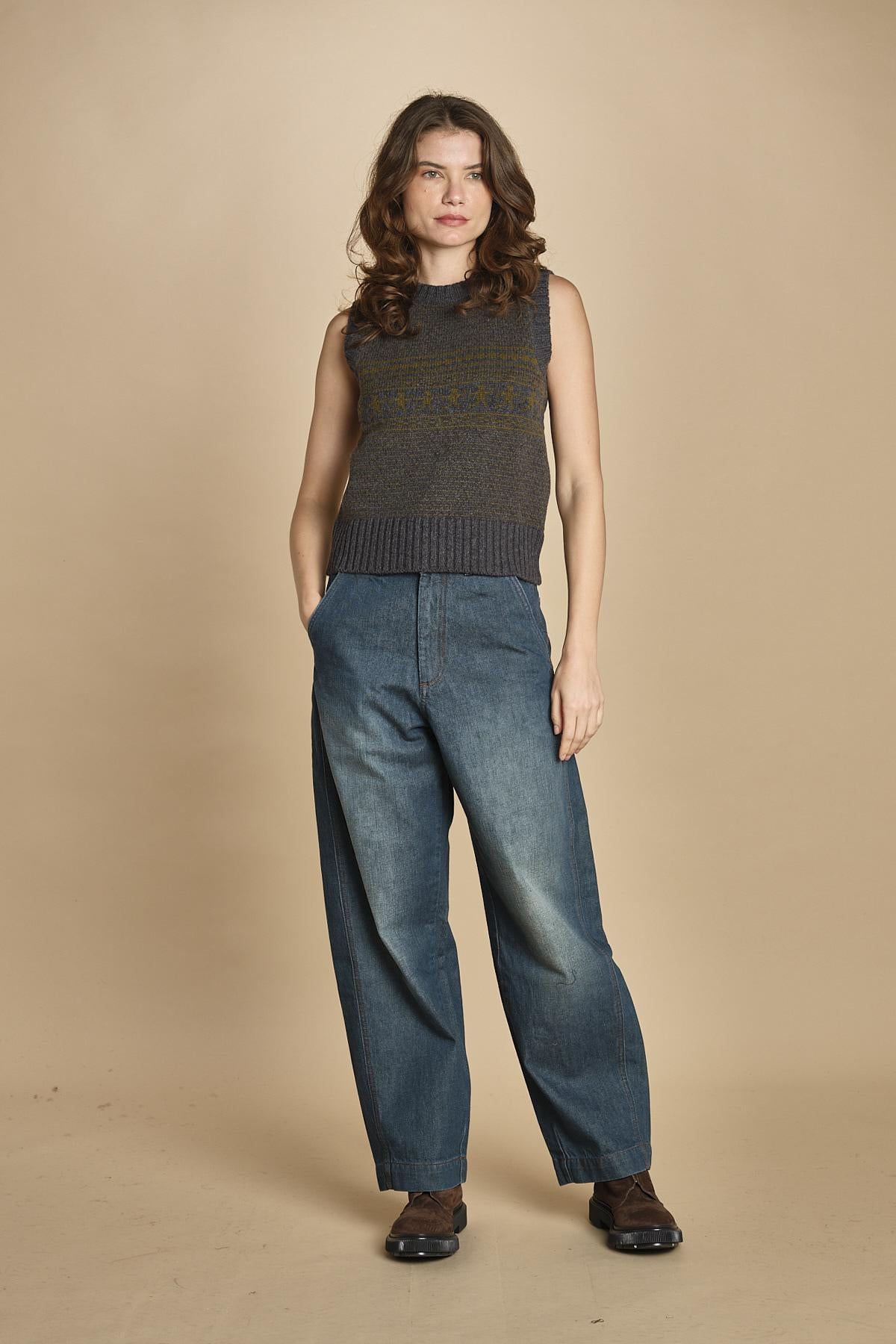 gilet jaquard. PUL0296 GRI5925W soeur 