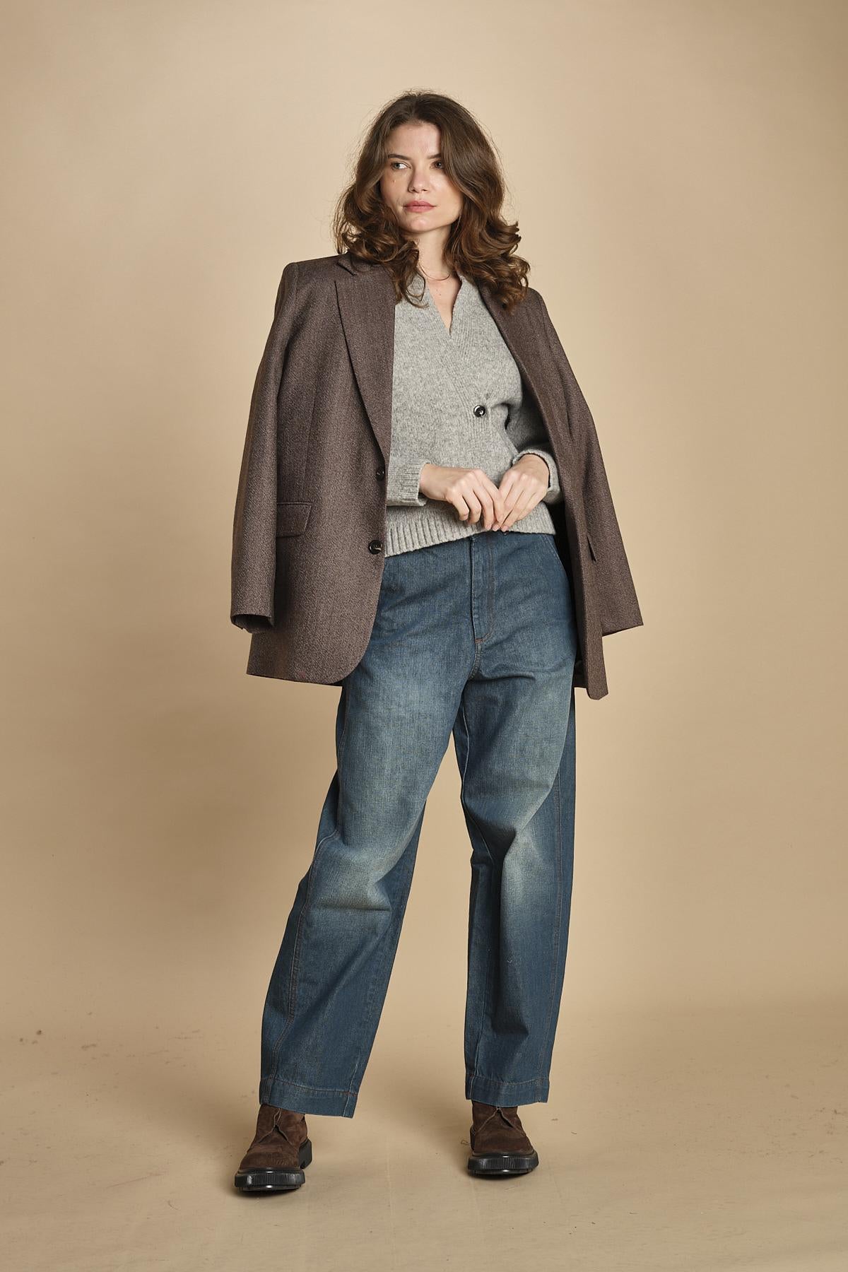 cardigan 1 bottone. CAR0335 GRI3325W soeur 