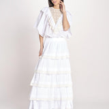 gonna lunga con balze DOLLY SKIRT DOLLY1SKI WHITE antik batik 