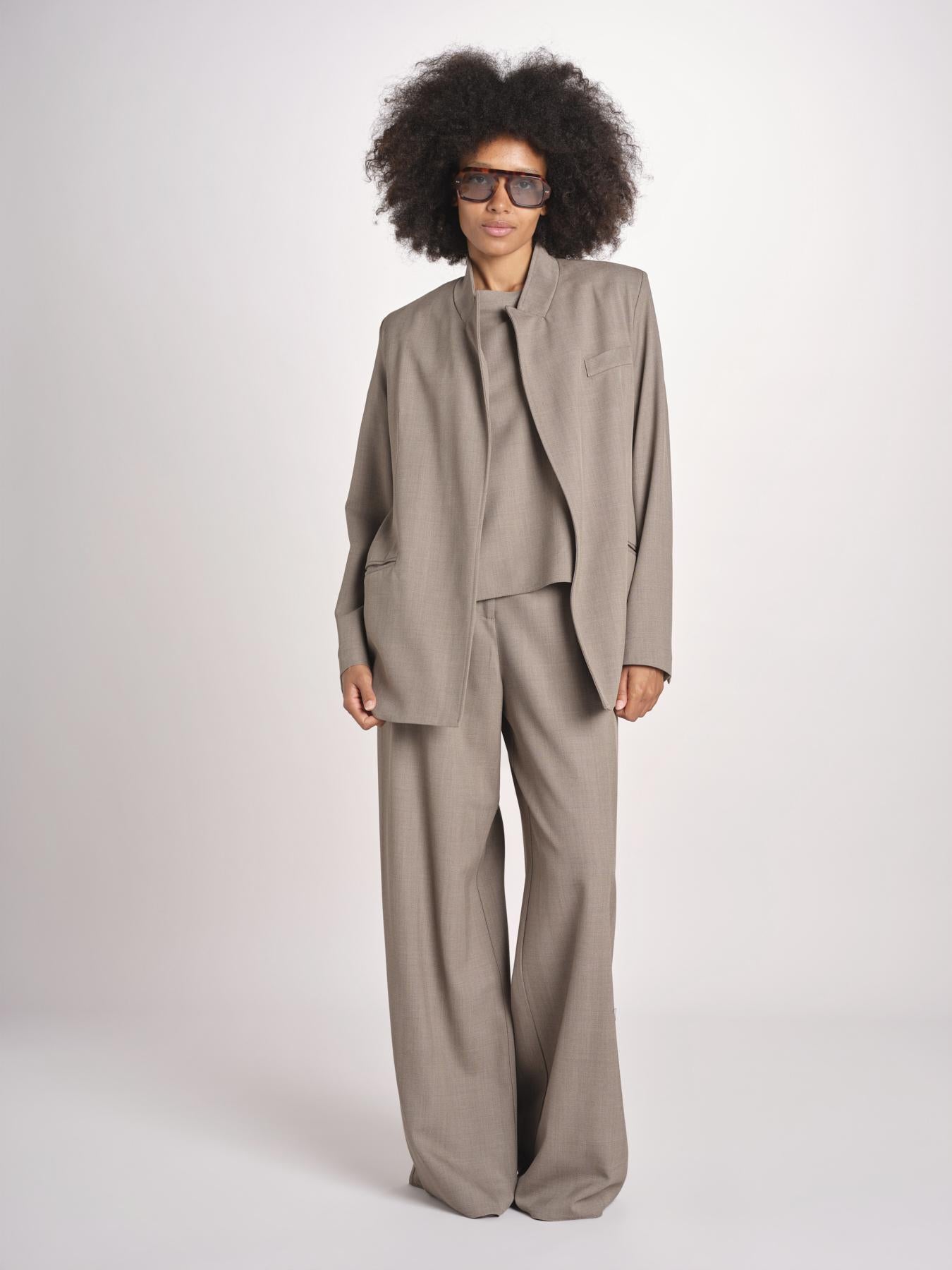 blazer senza bottoni in tessuto diagonale U3043V TORTORA dusan 