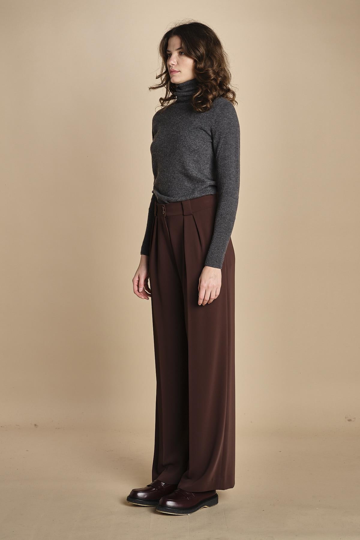 pantalone con pinces 15P008PL022 P157 DARK BROWN ines de la fressange 