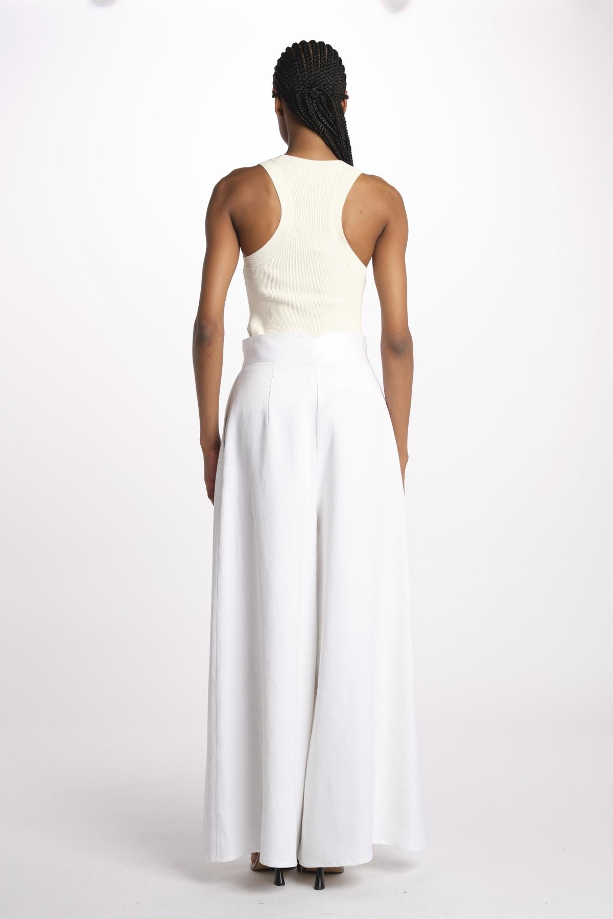 1306L pantaloni pences lino enzimato 1306L WHITE dusan 