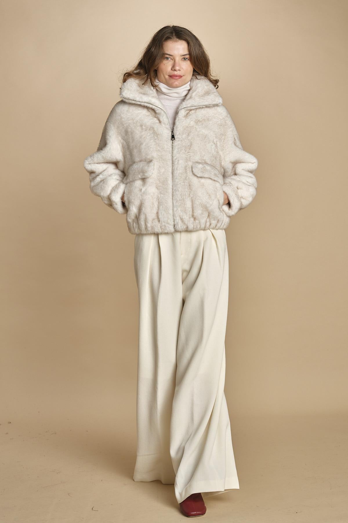 bomber in ecofur. ALBA ECRU giovanni paris 