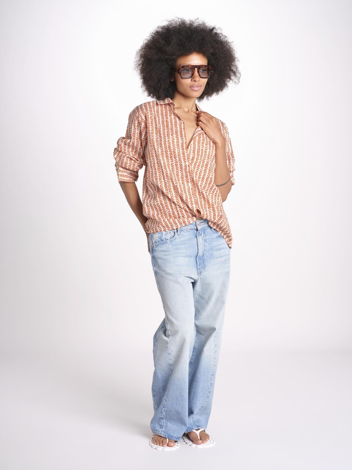 camicia stampa spina VT6248 ORANGE zen ethic 