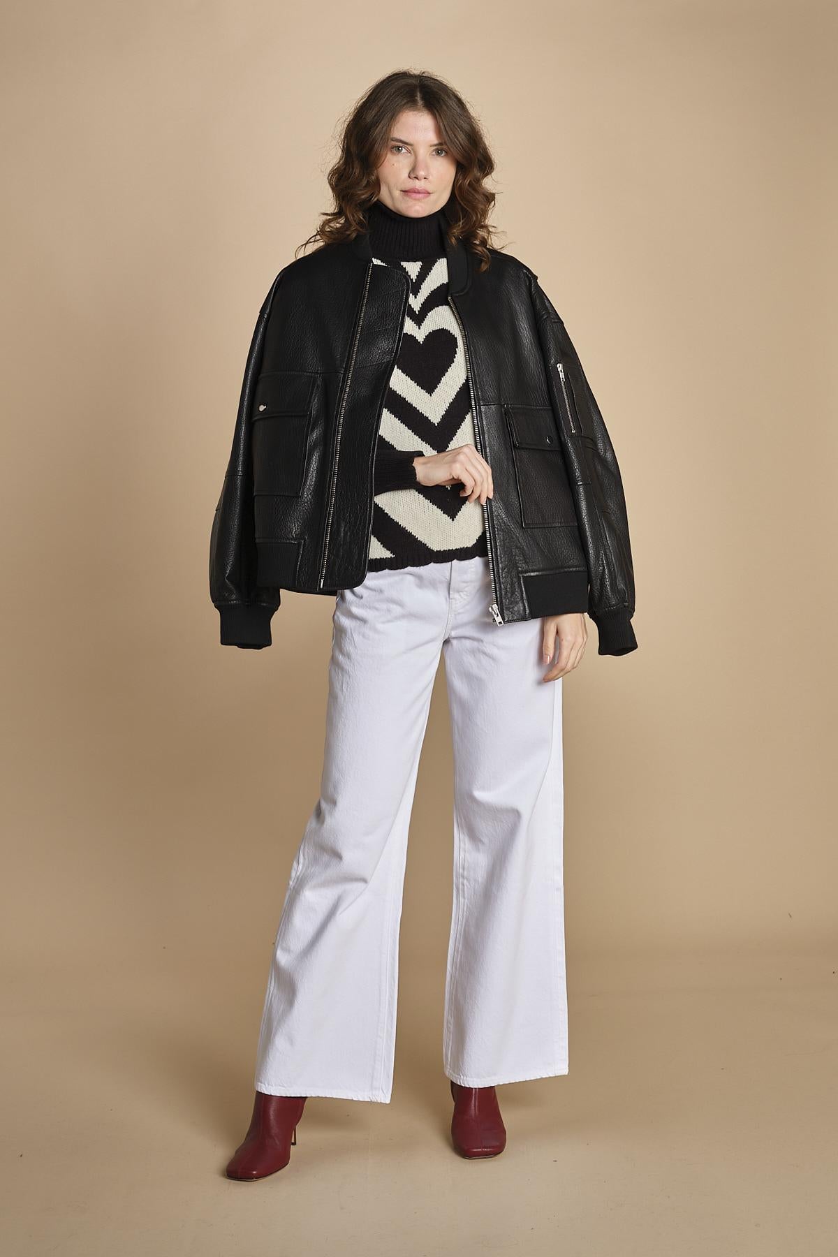 maglia cuore BLACKWHITE HEART 345809 NERO farm rio 