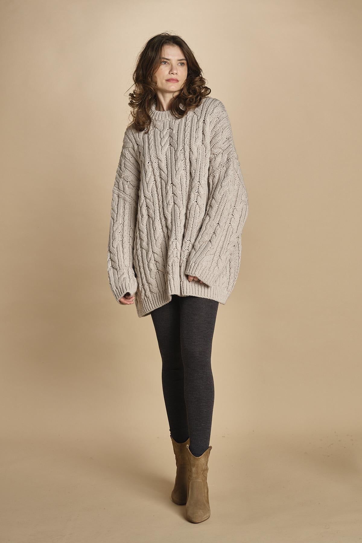 maglia over con trecce NESK SABLE bellerose 