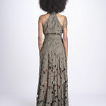 chemisiere lungo con fiori intarsiati IRIS M8611 PESTO lace the label 