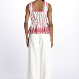 Top AMAYA righe + ricamo DM 1239 MULTI damson madder 