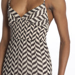 Abito DITTA lungo stampa zig zag S25022 BLACKANDWHITE sundress 