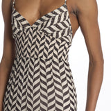 Abito DITTA lungo stampa zig zag S25022 BLACKANDWHITE sundress 
