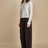 camicia in maglia ricamo pizzo LACE STICH 351912 OFF WHITE farm rio 
