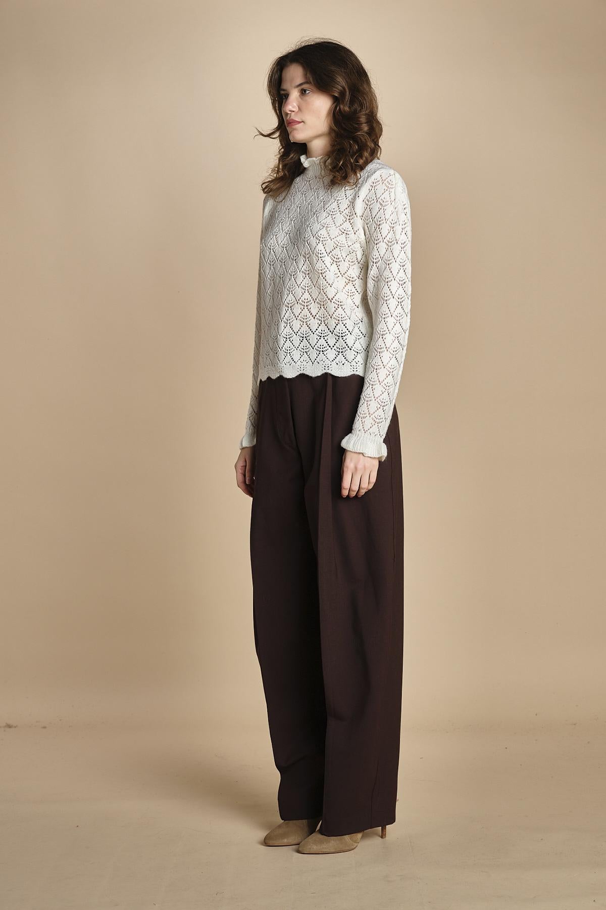 camicia in maglia ricamo pizzo LACE STICH 351912 OFF WHITE farm rio 