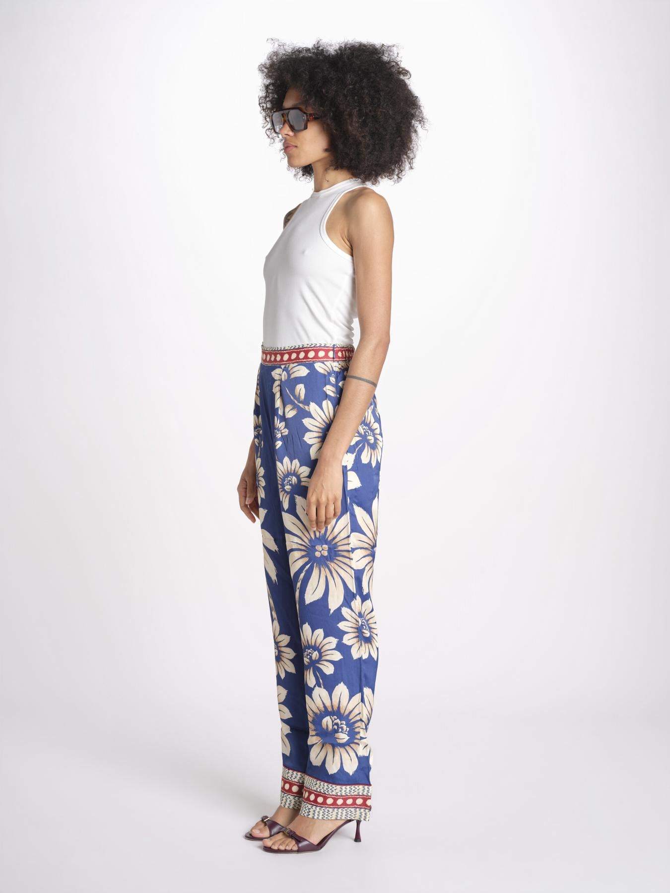 pantalone pigiama con stampa a fiori 344133 LUNA BLUE 26067 farm rio 