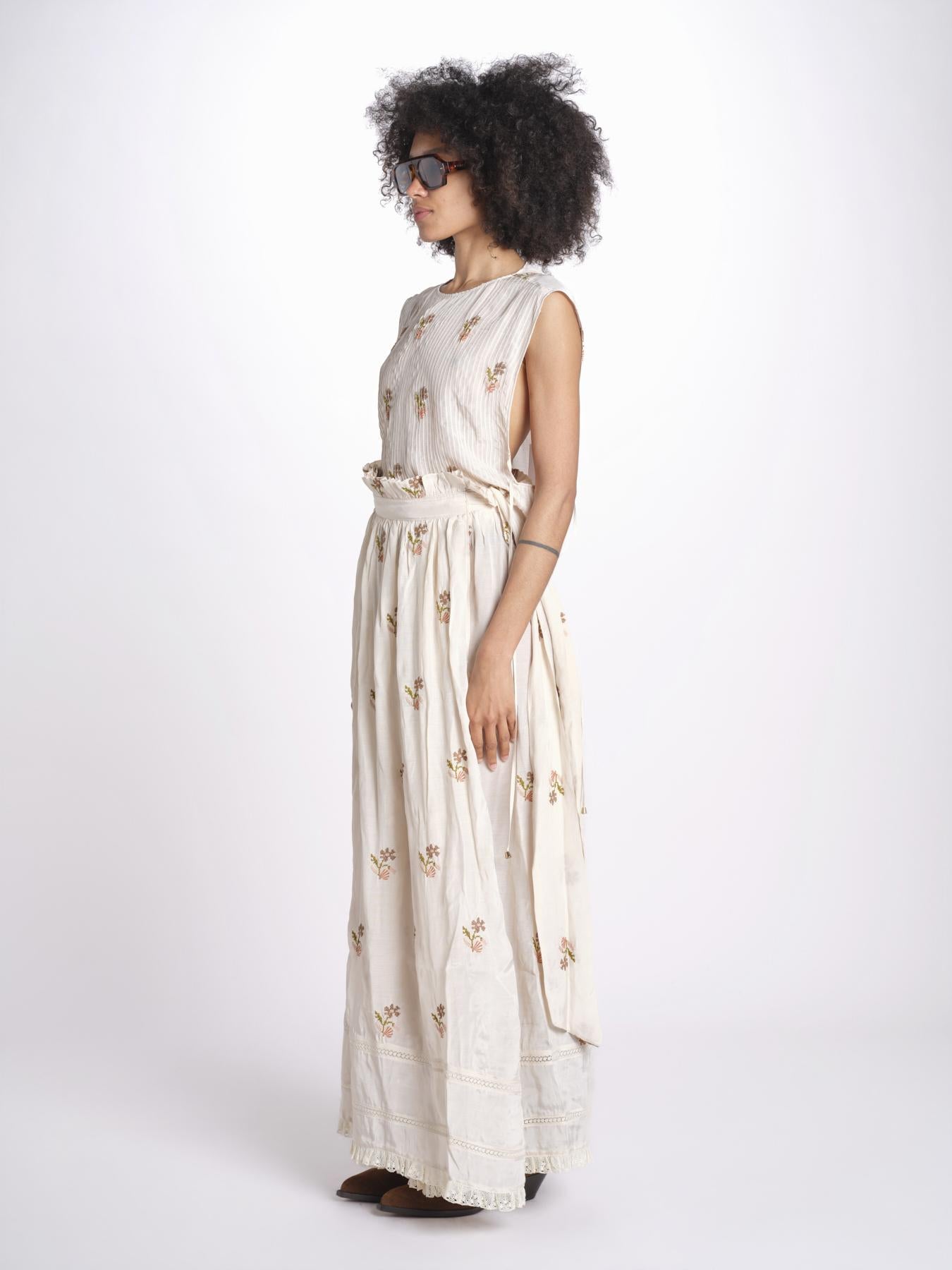 gonna lunga con ricamo a fiorellini ROSA LVSSS2026500 BEIGE lug von siga 