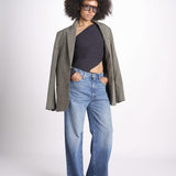 body manica lunga asimmetrico con cut out sul fianco JODI DEEP BLACK amazuìn 