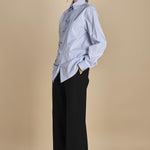 camicia di cotone a righe G022-1519-R1D1 AZZURRO n21 