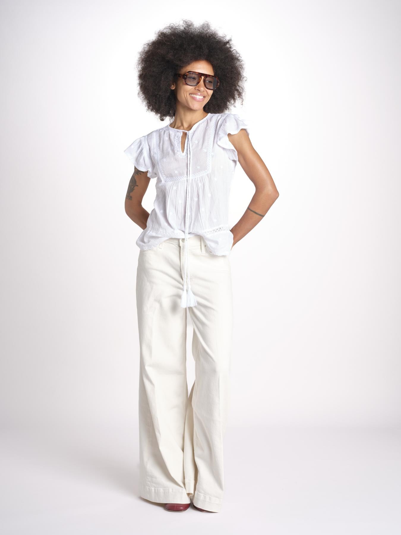 camicia con plastron e stelline NAVY 747302 WHITE mabe 