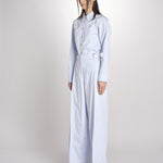 pantalone con pinces in popeline B043-0187-6311 CELESTE n21 