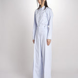 pantalone con pinces in popeline B043-0187-6311 CELESTE n21 