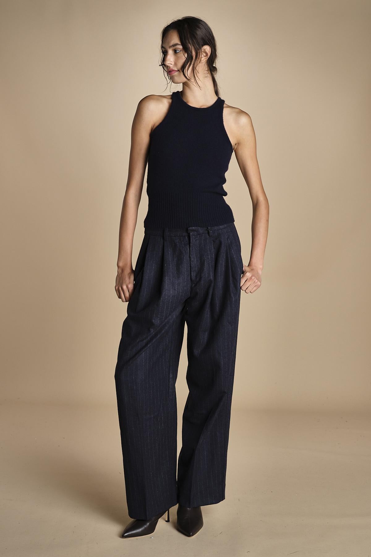 pantaloni in tela lana NOEMI NAVYBLUE true avenue 