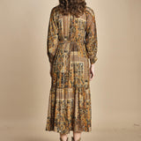 abito midi in etno lurex PIERTA OCRE ba&sh 