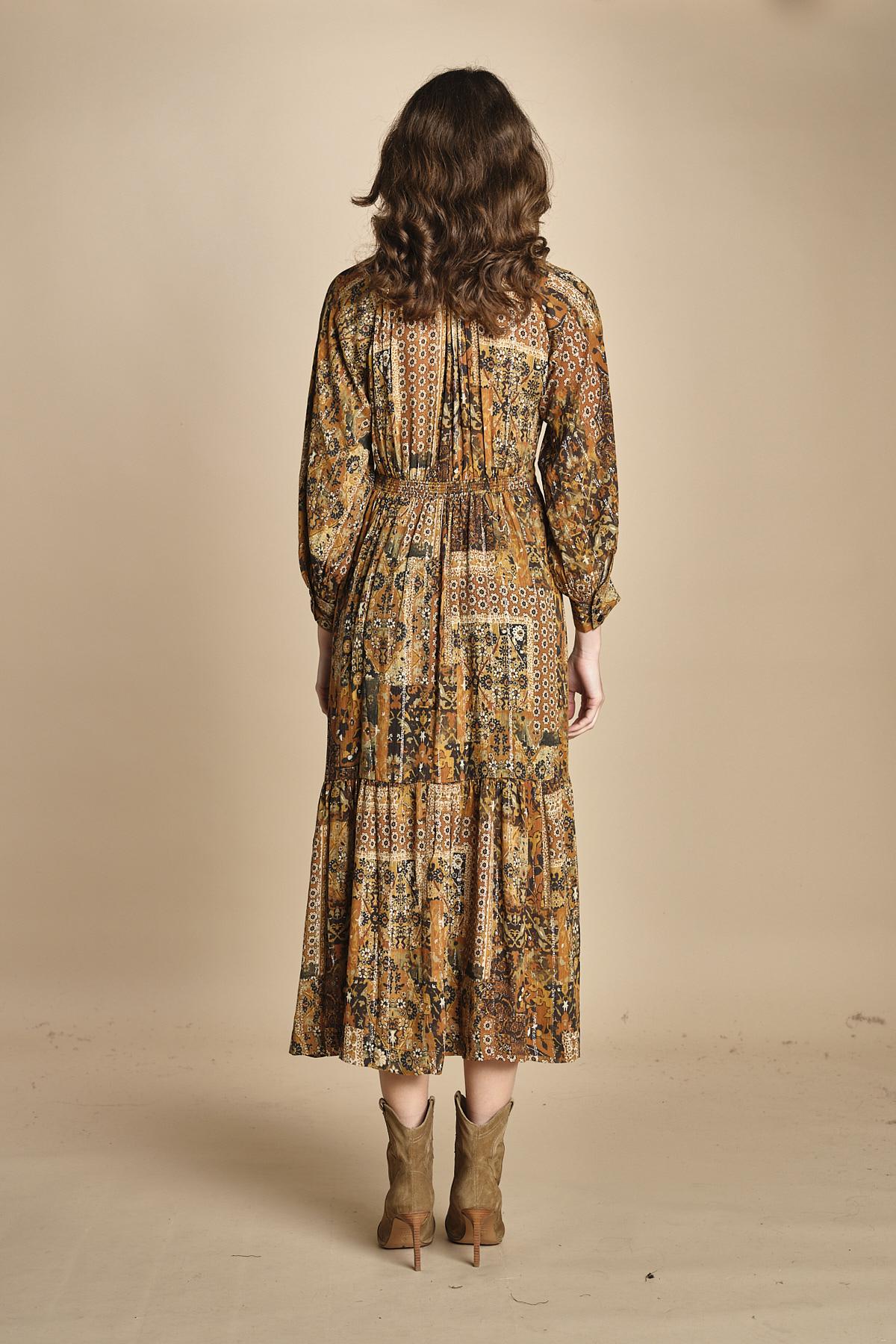 abito midi in etno lurex PIERTA OCRE ba&sh 