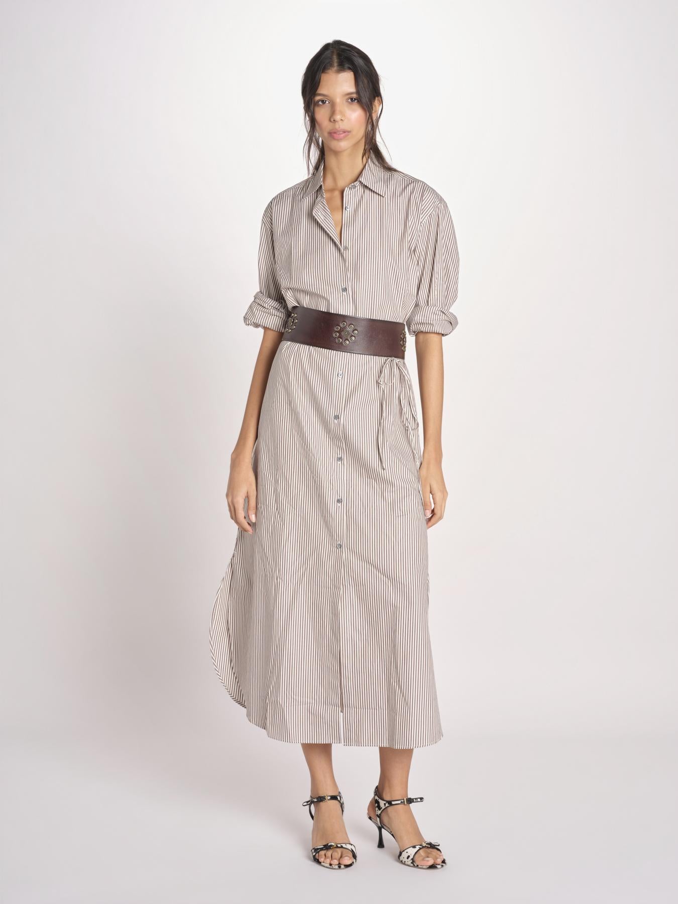 chemisier a righe 16R537CO253 P158 BROWN ines de la fressange 