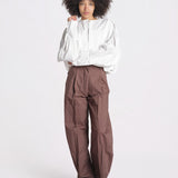 pantalone over con pinces in popeline BILLIE 3111 T0160 BROWN T0215 the latest 
