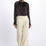 Camicia manica sbuffo CUTWORK BE24499 DARK BROWN milaura 