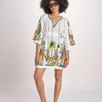 mini abito con giraffe BE25310 WHITE MULTI benaras soleil 