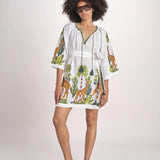 mini abito con giraffe BE25310 WHITE MULTI benaras soleil 