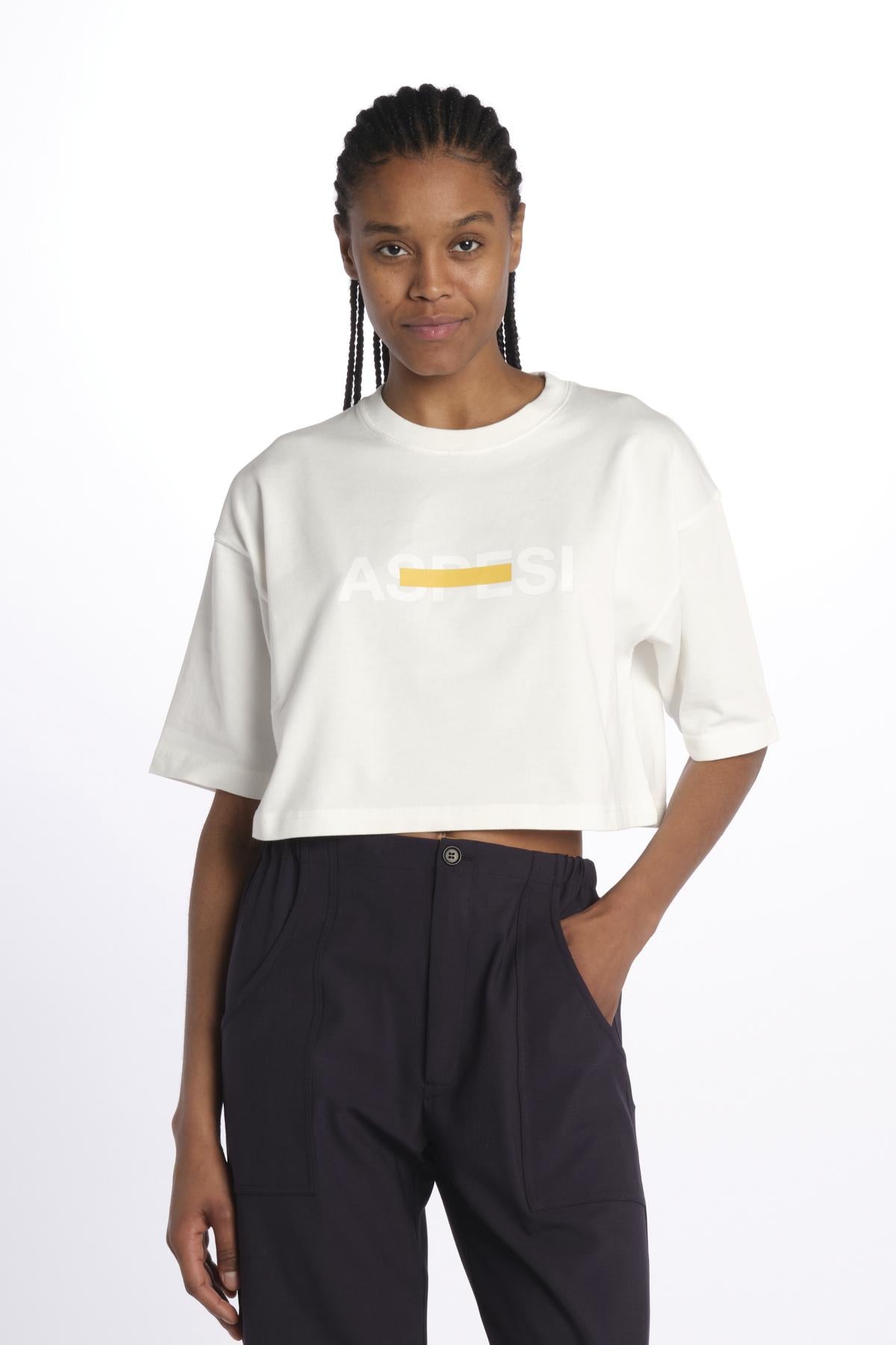 T-Shirt cropped logo Z500 NATURALE aspesi 