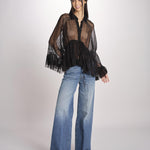 camicia over con pizzo DECCALA BLACK mes demoiselles 