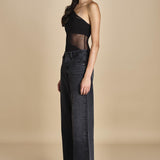 body monospalla in jersey e tulle SEX AND THE CITY BLACK undress code 